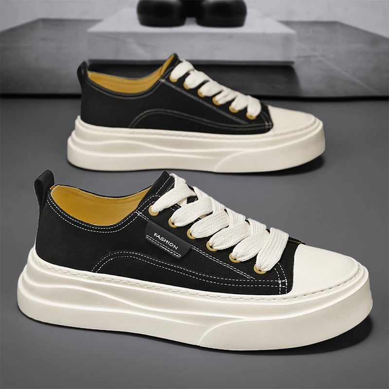 Ανδρικά καμβά sneakers, διαπνοή και ελαφριά, χαμηλός αστράγαλος, πλατφόρμα, σόλα χύτευσης