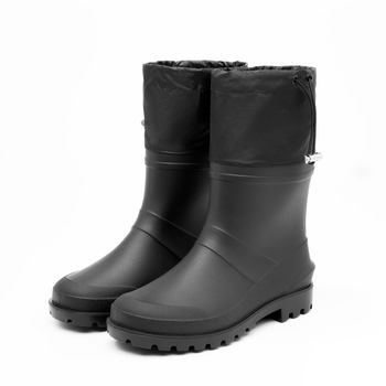 Ανδρικές γαλότσες βροχής, PVC επάνω μέρος, πλαστική σόλα, EVA πάτος, επένδυση από ύφασμα, αντιολισθητικές