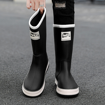 Ανδρικές γαλότσες βροχής, ψηλές, πλαστικό επάνω μέρος, σόλα από καουτσούκ, αντιολισθητικές, ανθεκτικές, PU πάτος, τεσσάρων εποχών