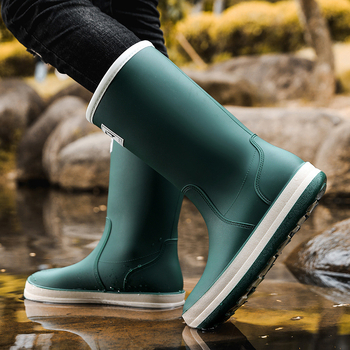 Ανδρικές γαλότσες βροχής, ψηλές, πλαστικό επάνω μέρος, σόλα από καουτσούκ, αντιολισθητικές, ανθεκτικές, PU πάτος, τεσσάρων εποχών