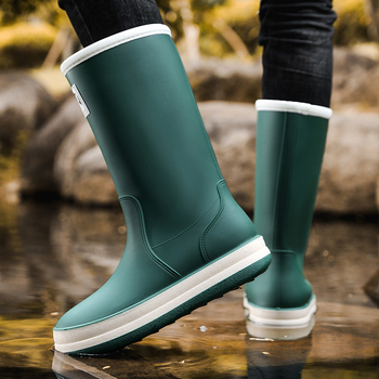 Ανδρικές γαλότσες βροχής, ψηλές, πλαστικό επάνω μέρος, σόλα από καουτσούκ, αντιολισθητικές, ανθεκτικές, PU πάτος, τεσσάρων εποχών