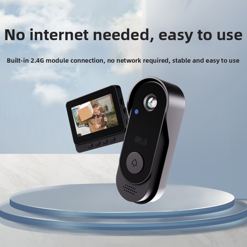 X8 водоустойчиво видео звънец за врата с вътрешен екран, без нужда от сдвояване, домашен охранителен видеодомофон с нощно виждане, USB 5V