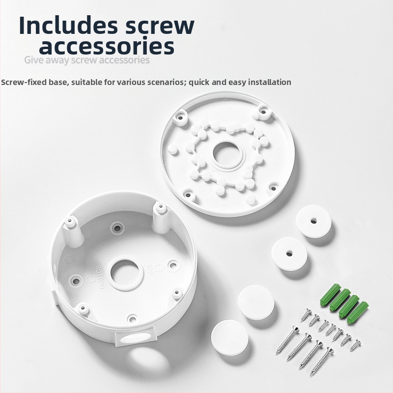 Таванен монтаж за видеонаблюдение с полусферична адаптерна плоча и кутия за кабели, 360° въртене, пластмасова конструкция