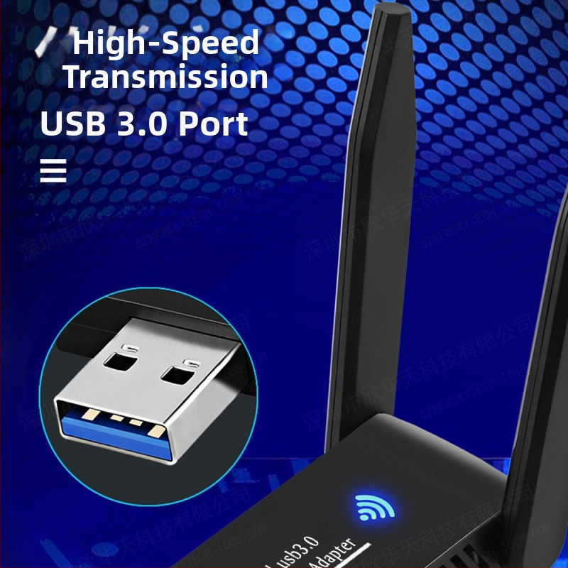 USB безжичен Wi-Fi адаптер, 1300 Mbps, двудиапазонен 2.4 GHz/5.8 GHz, 802.11b/g/n, без драйвери