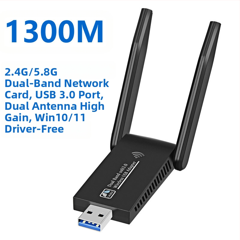 USB ασύρματος προσαρμογέας Wi-Fi, 1300 Mbps, διπλής ζώνης 2.4 GHz/5.8 GHz, 802.11b/g/n, χωρίς οδηγούς