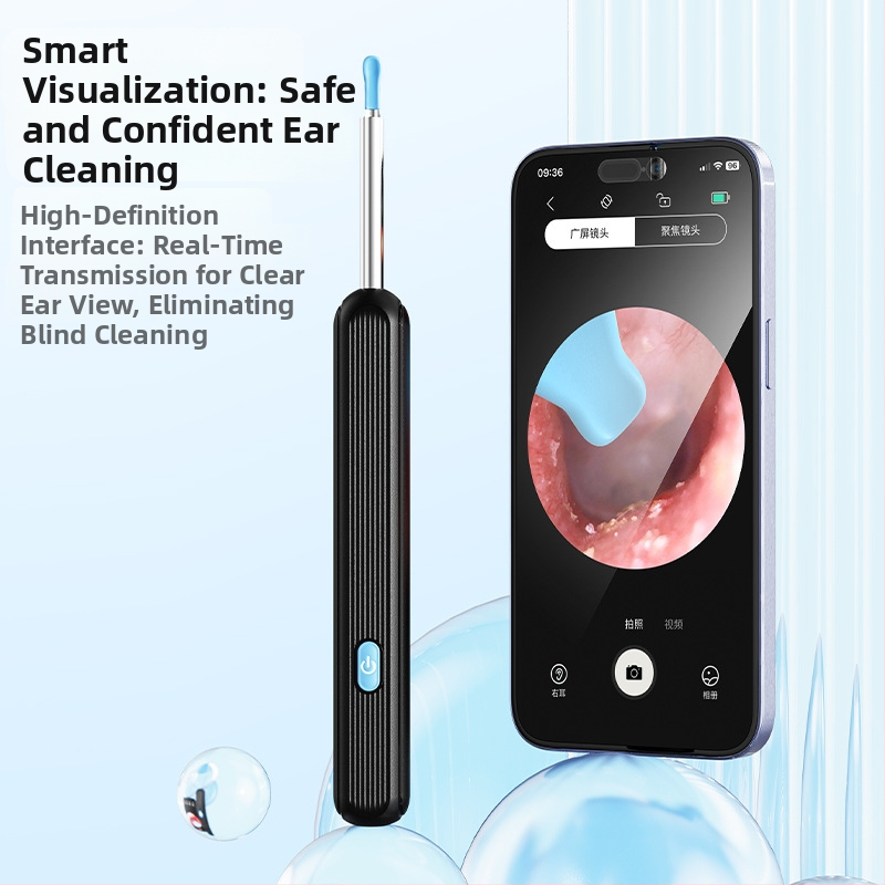Ασύρματο οπτικό κουταλάκι για τα αυτιά με φωτισμό – HD οπτικός καθαρισμός αυτιών, ABS+PC, περιλαμβάνεται καλώδιο φόρτισης Type-C