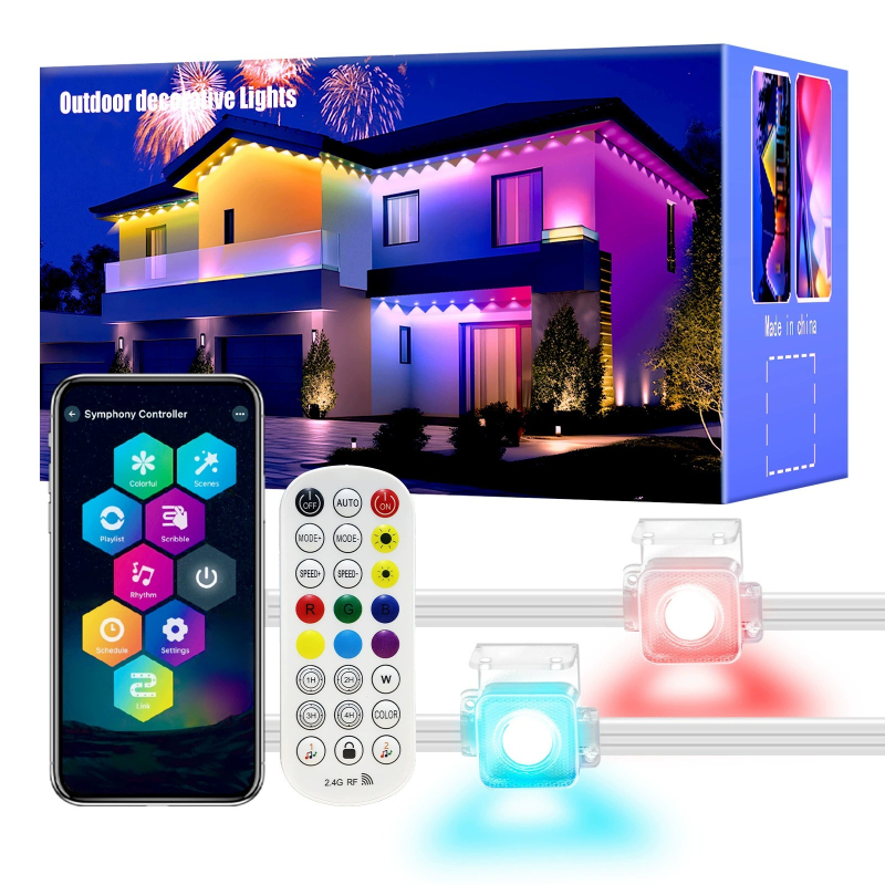 RGB LED lámpa a karzatra WiFi alkalmazásvezérléssel és hangvezérléssel, 24V bemenet, 30x5050 RGB LED-ek, kültéri vízálló, dimmer