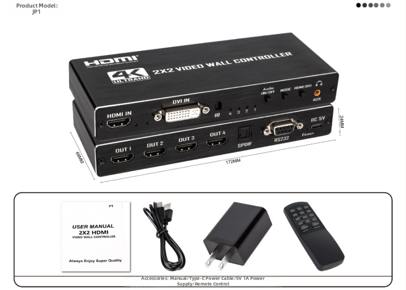 Splicer βίντεο: HDMI 1 Είσοδος / 4 Έξοδοι, 4K σύντηξη εικόνας, Αλουμινένιο σώμα, Μοντέλο OZJP1