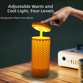 LED kempinglámpa, akkumulátorról működik, 3,7V, 5W, gombos kapcsoló