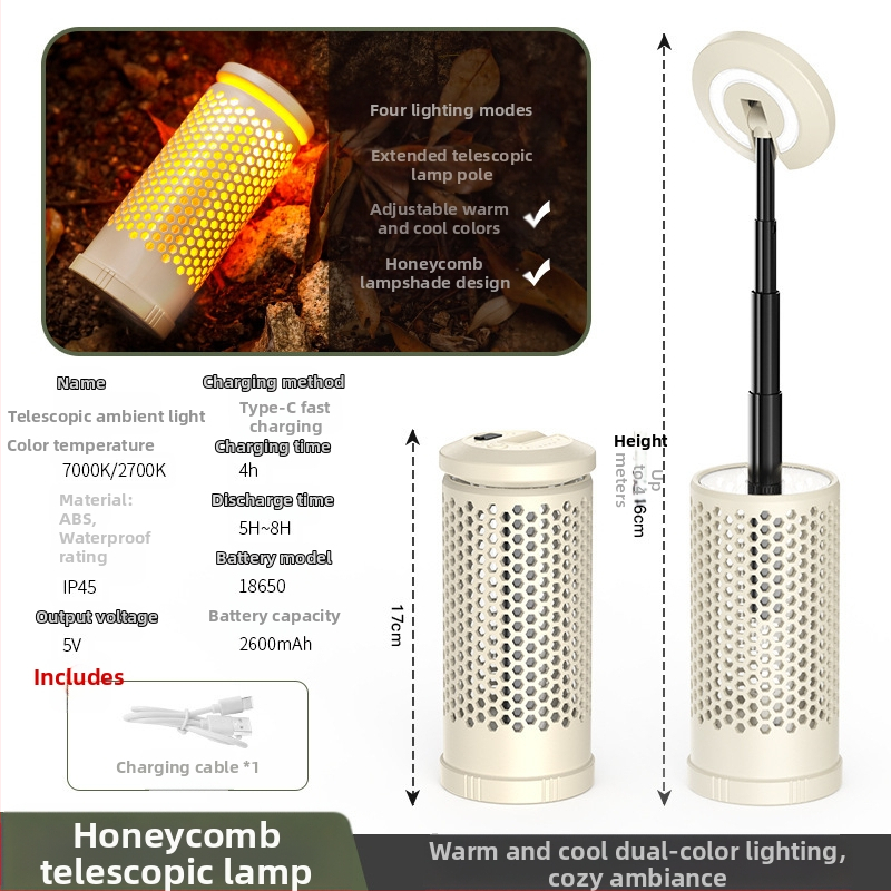 LED kempinglámpa, akkumulátorról működik, 3,7V, 5W, gombos kapcsoló