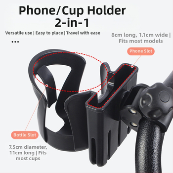 Universalus gertuvės laikiklis vaikiškiems vežimėliams — skirtas kūdikių buteliams ir gėrimams — ABS medžiaga — suderinamas su vežimėliais ir dviračiais — palaiko privatų ženklinimą