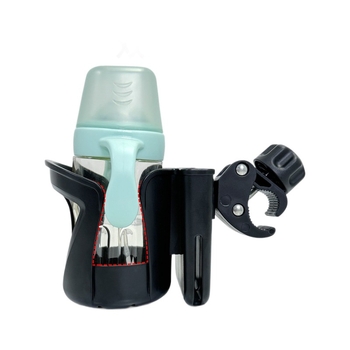 Universalus gertuvės laikiklis vaikiškiems vežimėliams — skirtas kūdikių buteliams ir gėrimams — ABS medžiaga — suderinamas su vežimėliais ir dviračiais — palaiko privatų ženklinimą