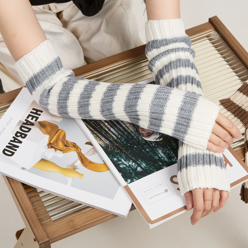 Foremost Дамски ръкавни обвивки в райе – плетени, топли, 15% вълна / 85% акрил, зима и есен