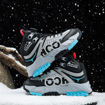 Unisex παιδικά μποτάκια αστραγάλου, πάνω μέρος από συνθετικό δέρμα, αθλητικό στυλ, αντιολισθητική σόλα, για ηλικίες 4–16 ετών