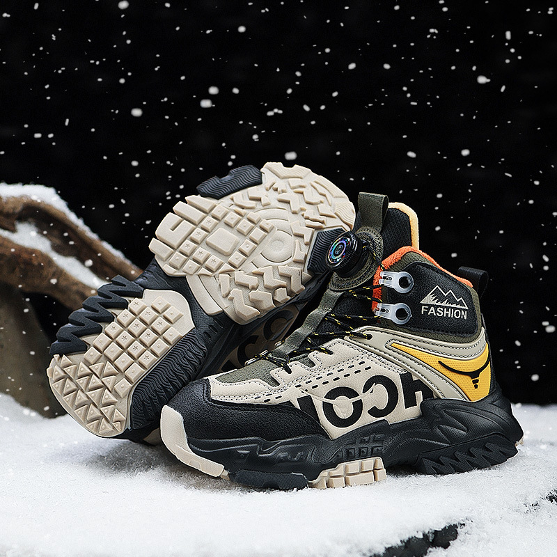 Unisex παιδικά μποτάκια αστραγάλου, πάνω μέρος από συνθετικό δέρμα, αθλητικό στυλ, αντιολισθητική σόλα, για ηλικίες 4–16 ετών