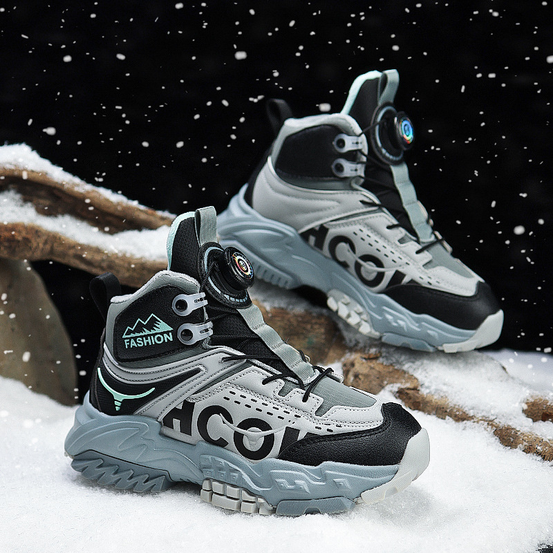 Unisex παιδικά μποτάκια αστραγάλου, πάνω μέρος από συνθετικό δέρμα, αθλητικό στυλ, αντιολισθητική σόλα, για ηλικίες 4–16 ετών