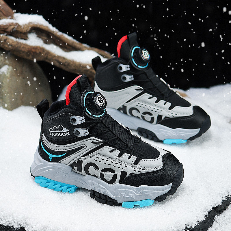 Unisex παιδικά μποτάκια αστραγάλου, πάνω μέρος από συνθετικό δέρμα, αθλητικό στυλ, αντιολισθητική σόλα, για ηλικίες 4–16 ετών