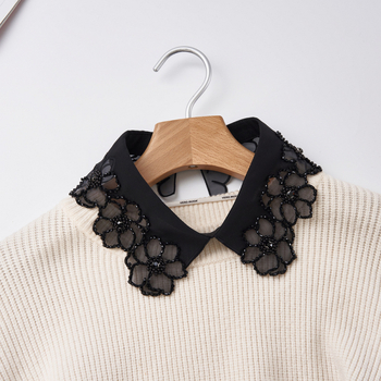 Κομψό ψεύτικο κολάρο με χάντρες για γυναίκες – πολυεστερική ίνα με επένδυση πολυεστέρα; διακοσμητικό κολάρο με χάντρες, από κλασικό έως προχωρημένο στυλ; Άνοιξη 2025.