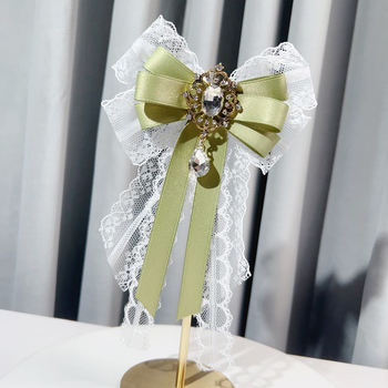 Καρφίτσα με δαντελένιο φιόγκο, Lolita-κορεατικό στυλ, διαμαντικά στοιχεία, πολυεστέρας, ηλεκτροπλατίωση