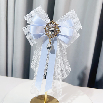 Καρφίτσα με δαντελένιο φιόγκο, Lolita-κορεατικό στυλ, διαμαντικά στοιχεία, πολυεστέρας, ηλεκτροπλατίωση