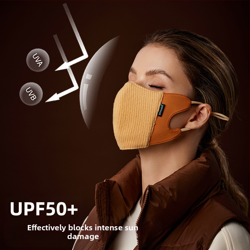 Маска за лице за есенно-зимния сезон, дишаща, UV защита, слънчева защита; полиестерно влакно; зимно издание 2023; стил: универсална, офис стил, прост, полупокрита