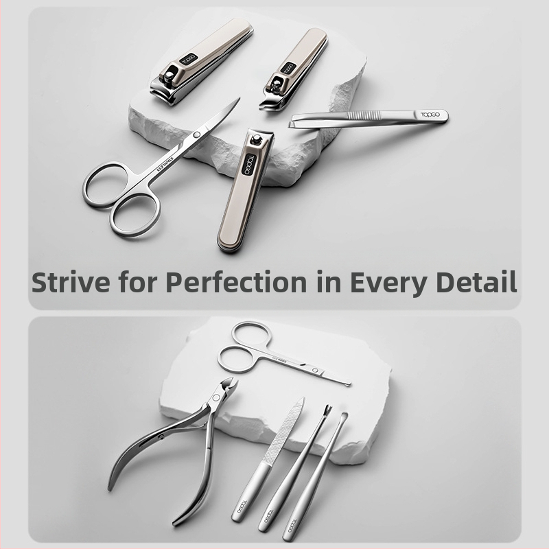 BTCLNTOS Луксозен комплект за маникюр: нокторезки и клещи в кутия; портативен домашен стил; материали: неръждаема стомана, въглеродна стомана, цинково-алуминиева сплав; печат на лого