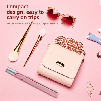 Устройство за изправяне на коса и къдрене USB мини безжично преносимо, турмалиново керамично нагряване, регулируема температура, 110W/50V, подходящо за сухи коси