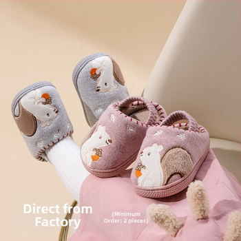 Παιδικές βαμβακερές παντόφλες, καρτούν σχέδιο, ζεστές, βελούδινο επάνω μέρος, σόλα TPR, ηλικίες 4-6 ετών
