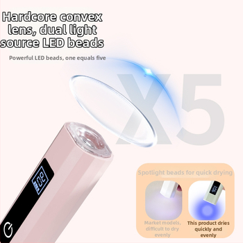 Rankinė mini belaidė nagų lempa su LCD ekranu greitam džiovinimui