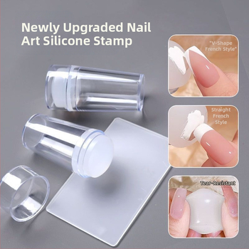 Σετ εργαλείων stamping νυχιών με σιλικόνιο σφραγίδα και παλέτα, τόξο γαλλικού σχεδίου, ανθεκτικό κιτ μανικιού