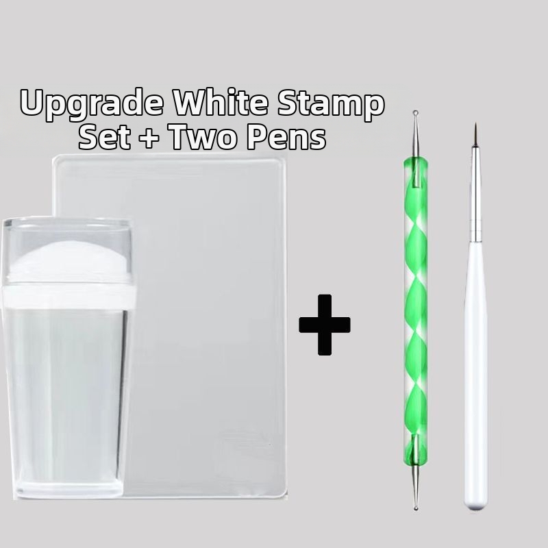 Σετ εργαλείων stamping νυχιών με σιλικόνιο σφραγίδα και παλέτα, τόξο γαλλικού σχεδίου, ανθεκτικό κιτ μανικιού