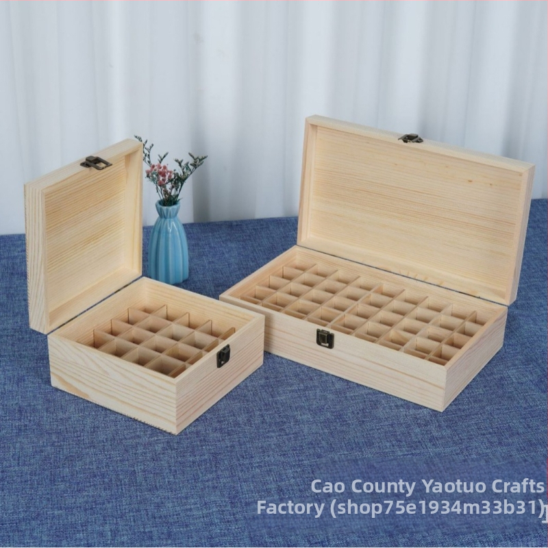 Ξύλινο κουτί αποθήκευσης αιθέριων ελαίων με πολλά διαμερίσματα, επιτραπέζιος οργανωτής με ανακλινόμενο καπάκι, δυνατότητα εκτύπωσης λογότυπου