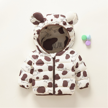 Παιδικό μπουφάν από βαμβάκι με σταθερή κουκούλα, φερμουάρ, γέμισμα πολυεστέρα, επένδυση πολυεστέρα, unisex, για 1-3 ετών, καθημερινό στυλ