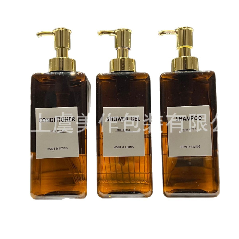 Szögletes pumpás műanyag üveg szállodai felhasználásra – kondicionáló, lotion, masszázsolaj (Eredet: Shaoxing, Zhejiang; Anyag: PET; Gyártási technológia: Blow molding; Csomagolás: Kozmetikai csomagolás)