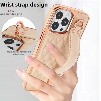 Калъф за телефон с кожена гривна за iPhone 14 и iPhone 13 Pro Max – истинска кожа, анти отпечатъци, пълно покритие, удароустойчив