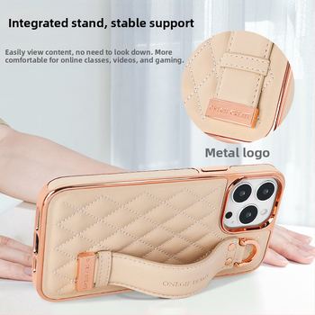 Калъф за телефон с кожена гривна за iPhone 14 и iPhone 13 Pro Max – истинска кожа, анти отпечатъци, пълно покритие, удароустойчив