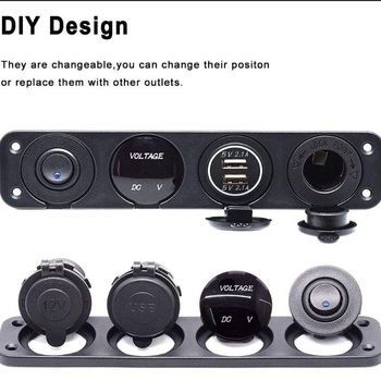 Willwin 4-в-1 автомобилно гнездо за запалване с USB волтметър и превключвател, SKU19-1M, за автомобили, мотоциклети, яхти и каравани