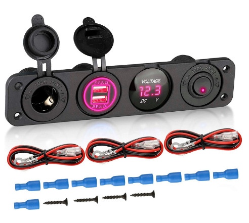 Willwin 4-in-1 automobilio cigarečių degiklio adapteris su USB voltmetru ir jungikliu, SKU19-1M, skirtas automobiliui, motociklui, jachtai ir RV