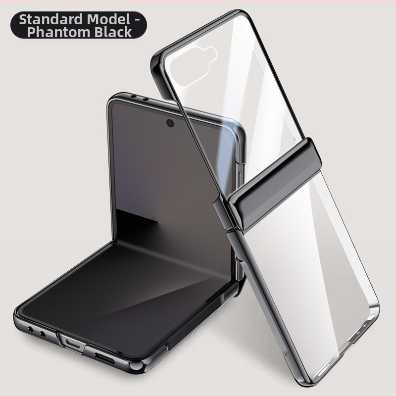 Carcasă PC pentru Samsung Galaxy Z Flip7 cu balama electroplateată și prindere magnetică, folie încorporată, protecție la căderi și rezistență la uzură