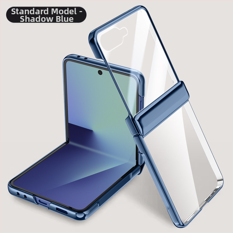 Carcasă PC pentru Samsung Galaxy Z Flip7 cu balama electroplateată și prindere magnetică, folie încorporată, protecție la căderi și rezistență la uzură