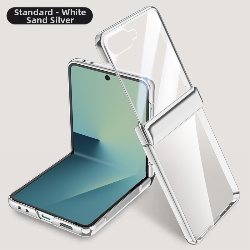 Carcasă PC pentru Samsung Galaxy Z Flip7 cu balama electroplateată și prindere magnetică, folie încorporată, protecție la căderi și rezistență la uzură