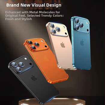 Метална четириъгълна подложка за iPhone 12–14 Pro/Max, матово покритие, удароустойчива и разсейваща топлината конструкция, износоустойчива, анти отпечатъци