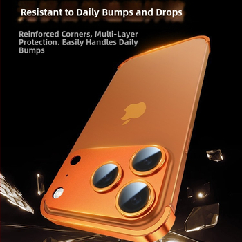 Метална четириъгълна подложка за iPhone 12–14 Pro/Max, матово покритие, удароустойчива и разсейваща топлината конструкция, износоустойчива, анти отпечатъци