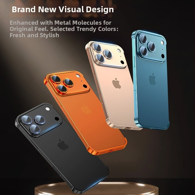  Kovová podložka so štyrmi rohmi pre kryt iPhone 17 Pro Max, ultra-tenký bezrámový ochranný kryt objektívu
