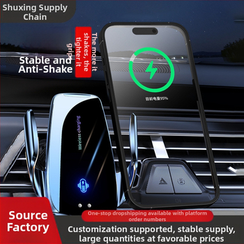 Държател за мобилен телефон за автомобил, монтаж върху въздушен отвор, сензорно автоматично отваряне/затваряне, безжично зареждане 15W, Snap-On монтаж