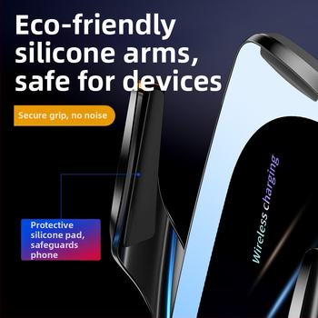 Държател за мобилен телефон за автомобил, монтаж върху въздушен отвор, сензорно автоматично отваряне/затваряне, безжично зареждане 15W, Snap-On монтаж