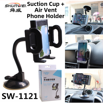 Държач за телефон за автомобил с въздушен вентил, въртящ се монтаж и дълъг раменник, ABS, модел SD-1121, печат на лого, възможност за частна марка