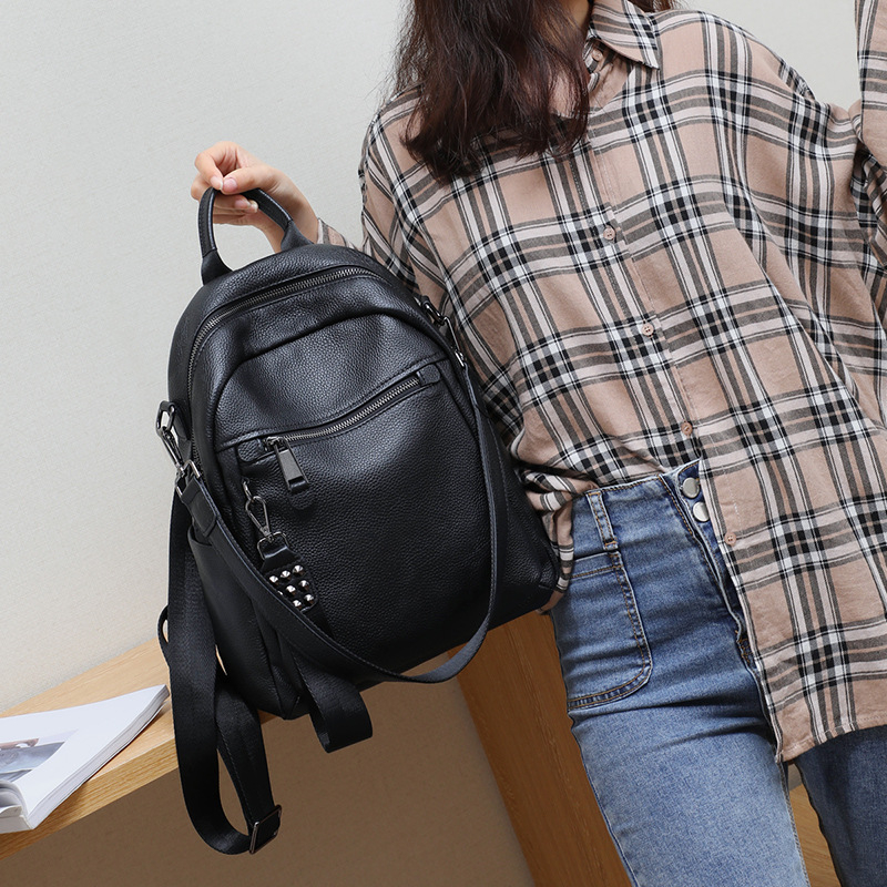 SEAMMER hátizsák – 2025 ősz, utcai stílus, nagy kapacitás, szintetikus + elsőréteg tehénbőr, cipzár, belső zsebek telefonhoz és személyi igazolványhoz