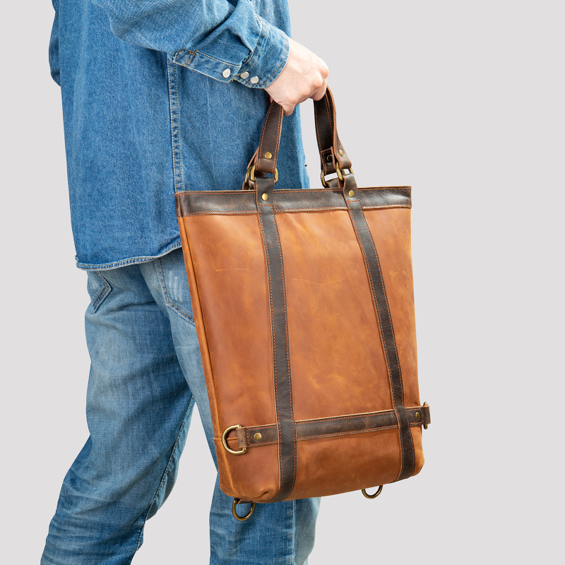 Marute tikros odos verslo kuprinė su Crazy Horse apdaila, 20–35L, modelis 8014, vyrams