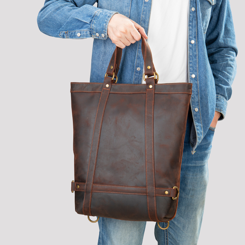 Marute tikros odos verslo kuprinė su Crazy Horse apdaila, 20–35L, modelis 8014, vyrams